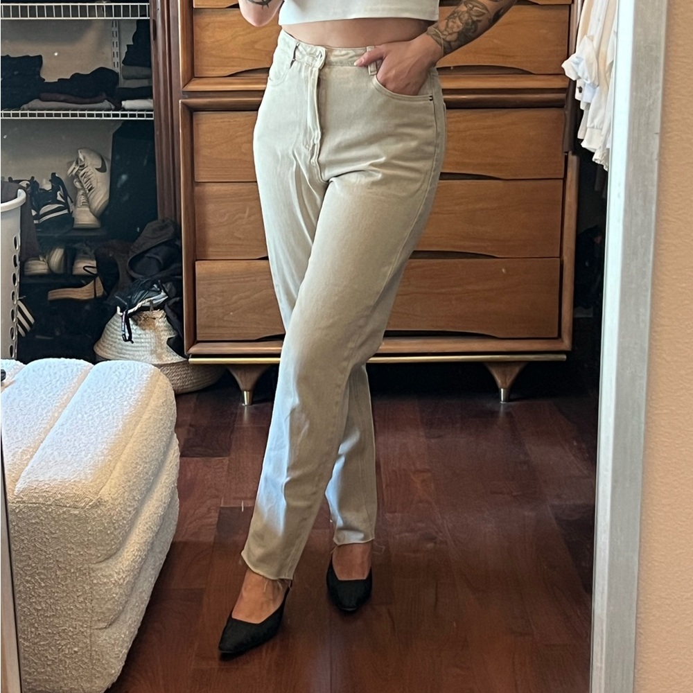 Missguided high rise mom jeans - tan denim